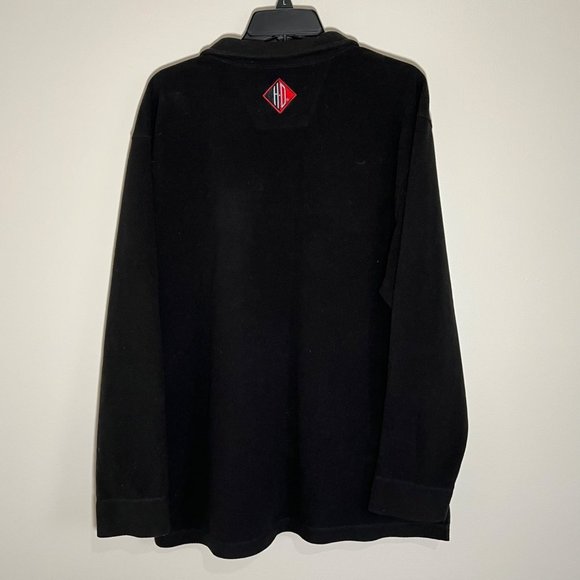 Harley Davidson Men’s Large Fleece Pullover 1/4 Zip Black Red - Picture 8 of 9